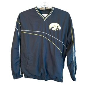 58 Sports Iowa Hawkeyes NCAA Pull Over Winderbreaker Jacket Black Gold‎ Large